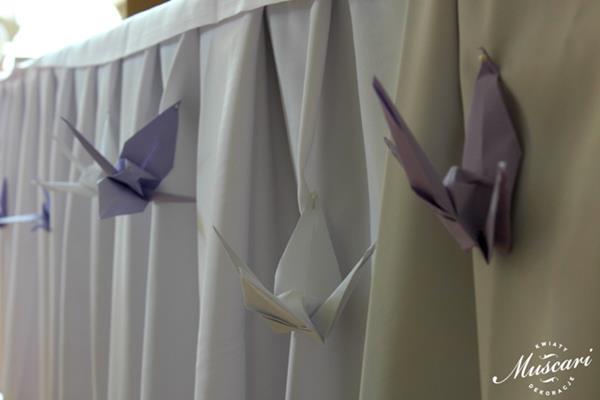 origami w dekoracji sali weselnej