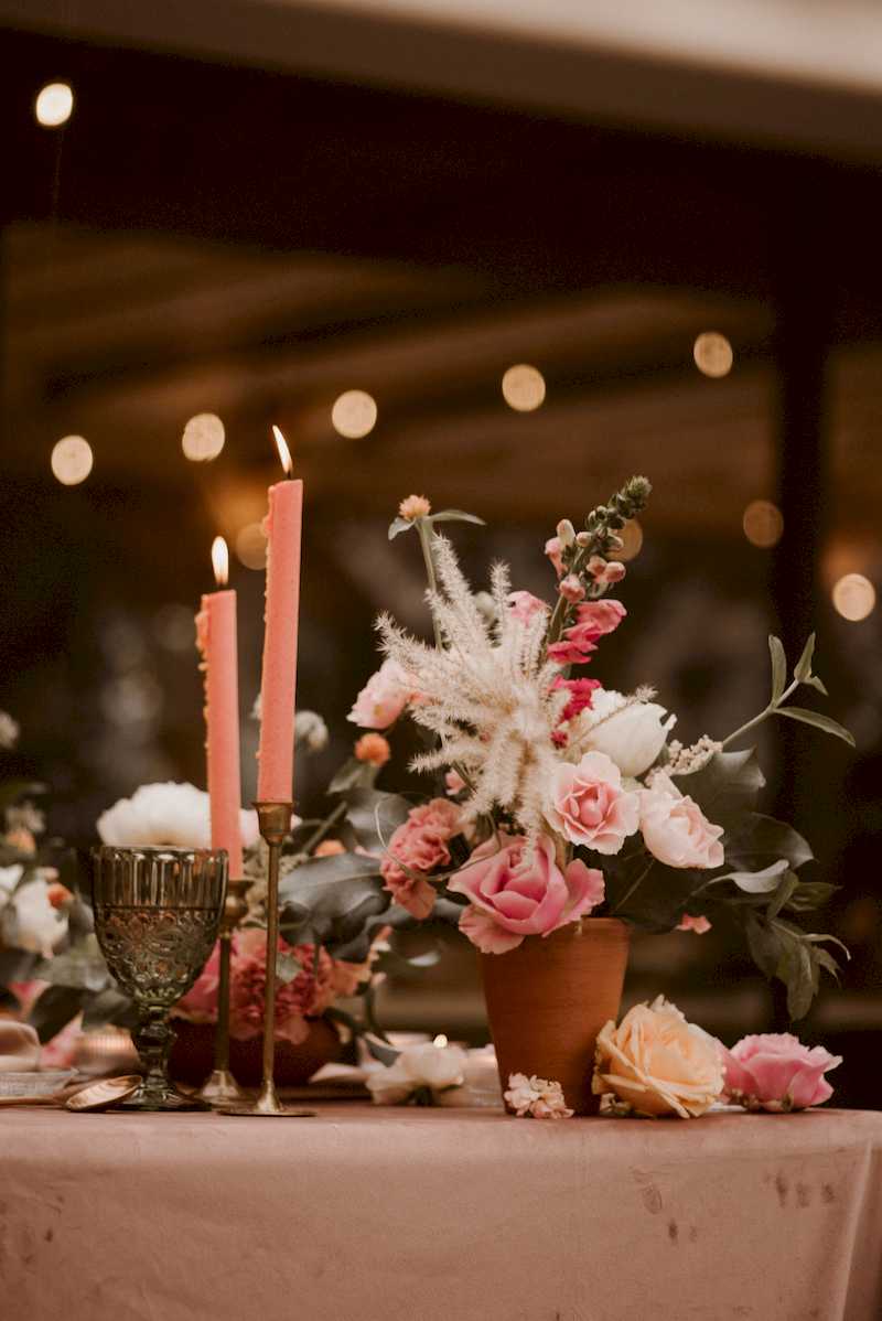 kwiaty, zieleń i świece - wesele